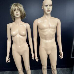 Full-Body Retail Mannequins- Male & Female Set w/ Adjustable Base (Excellent Con